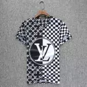 tee shirt louis vuitton monogram cotton hlaf grid monogram black white